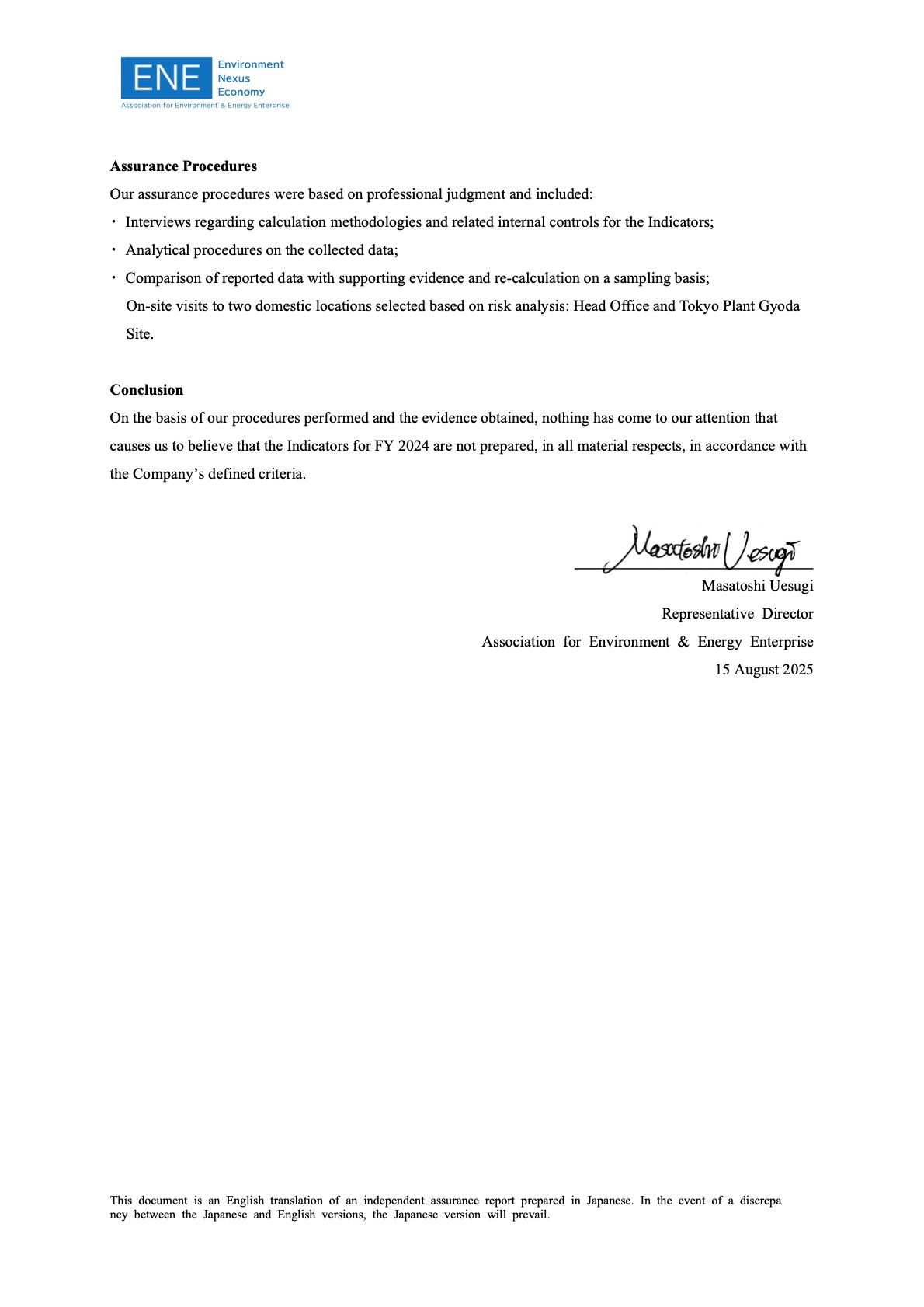 Independent Assurance Report